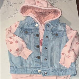 Kids Light Blue and Pink Jean Jacket